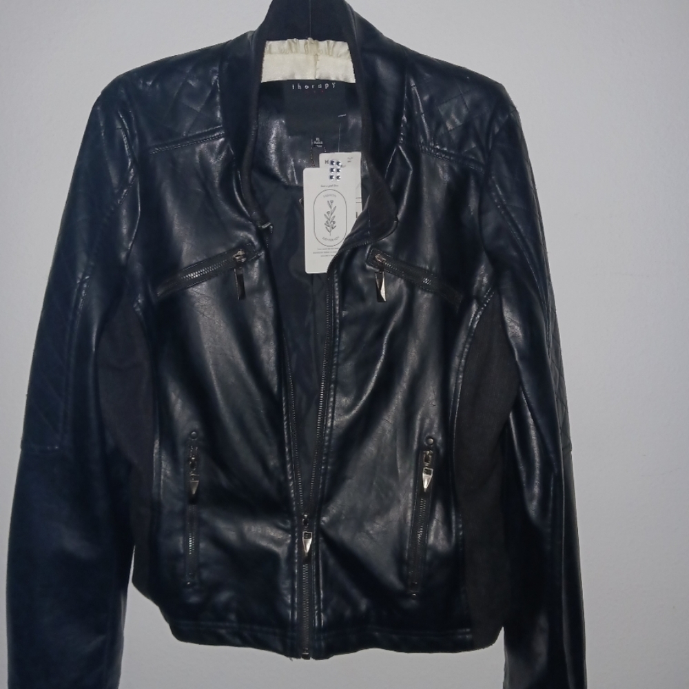 Women's Faux Leather Casual Jacket Zip Up Motorcycle Short PU Coat